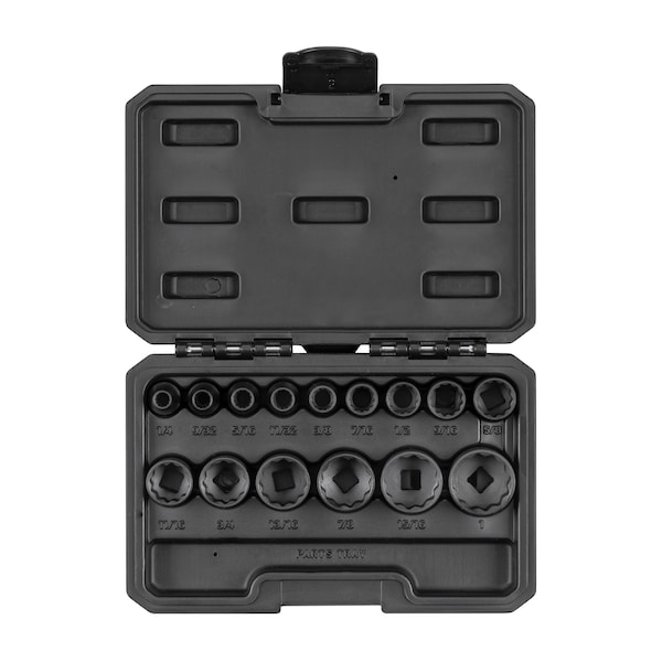 3/8 Inch Drive 12-Point Impact Socket Set, 15-Piece (1/4-1 in.)